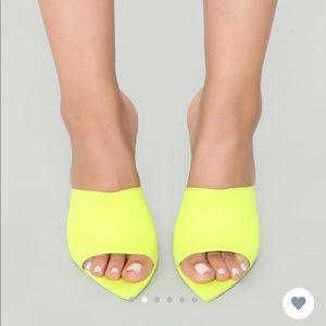 SOLD!! Neon yellow mules